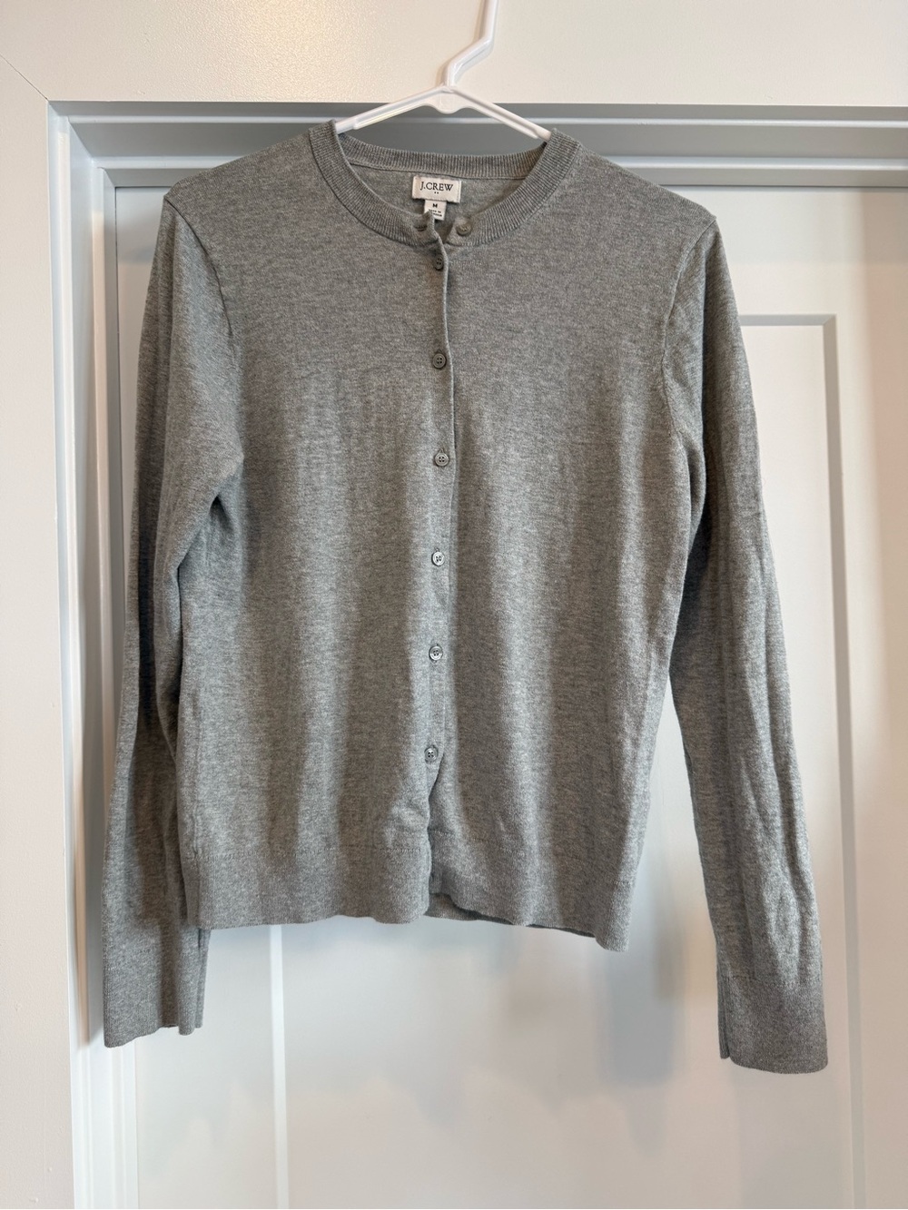 J. Crew Women's Gray Button-Up Crewneck Cardigan Sweater Size M